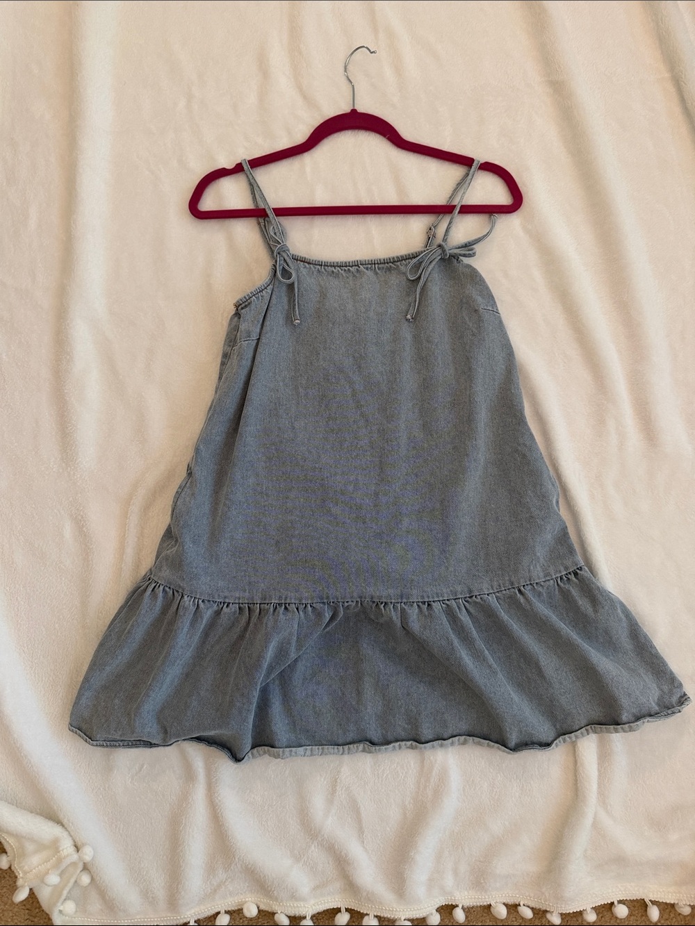 Le Lis Gray Denim adjustable Tank Dress with pockets!  Size M
